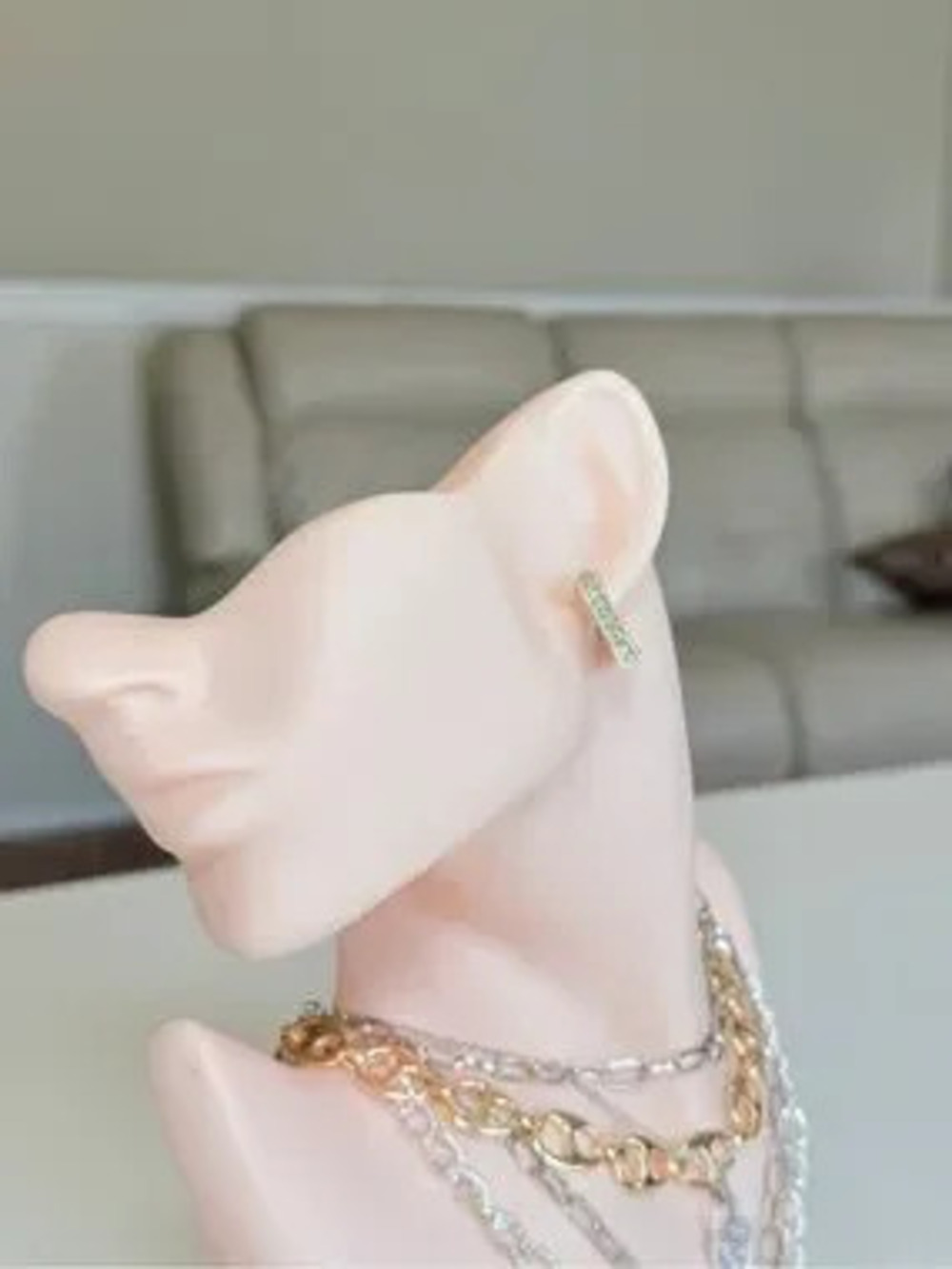 Gold-Tone Crystal L-Shape Stud Earrings